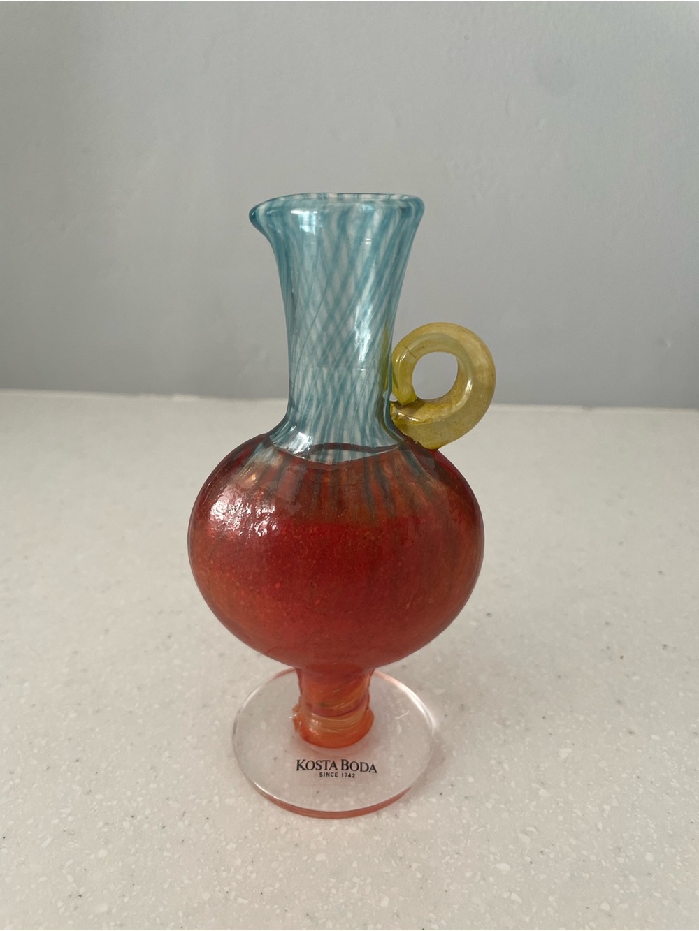 Kosta Boda Kjell Engman Bon Bon Mini Art Glass Ewer #89060 Signed